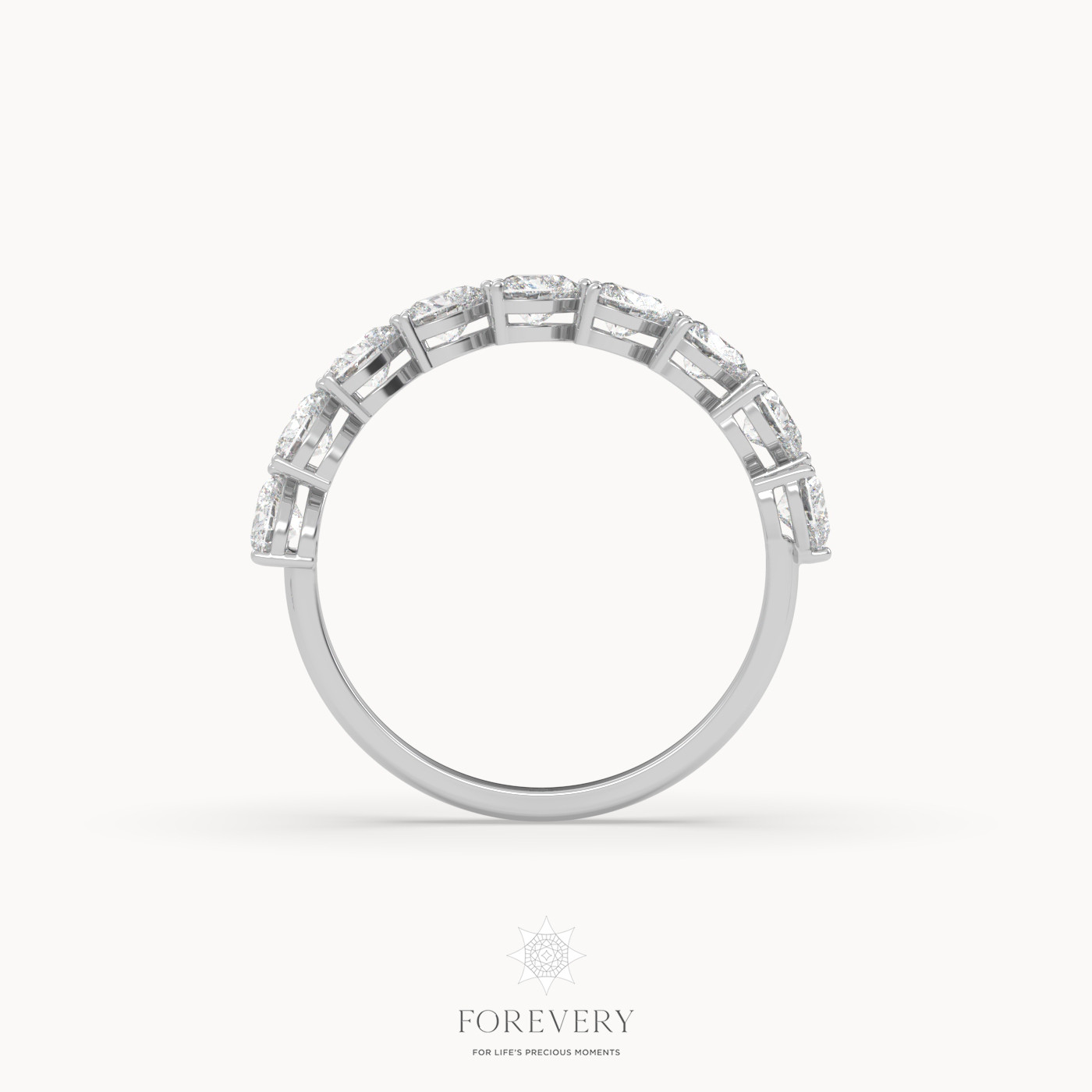 18k white gold  heart-shaped half eternity wedding ring