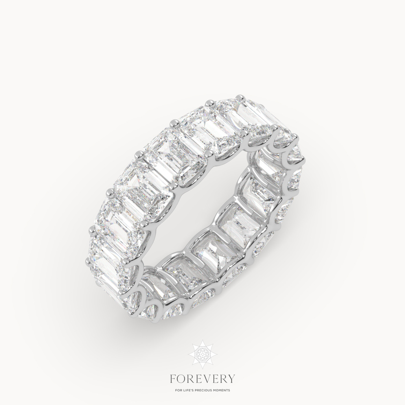 18k white gold  emerald eternity ring