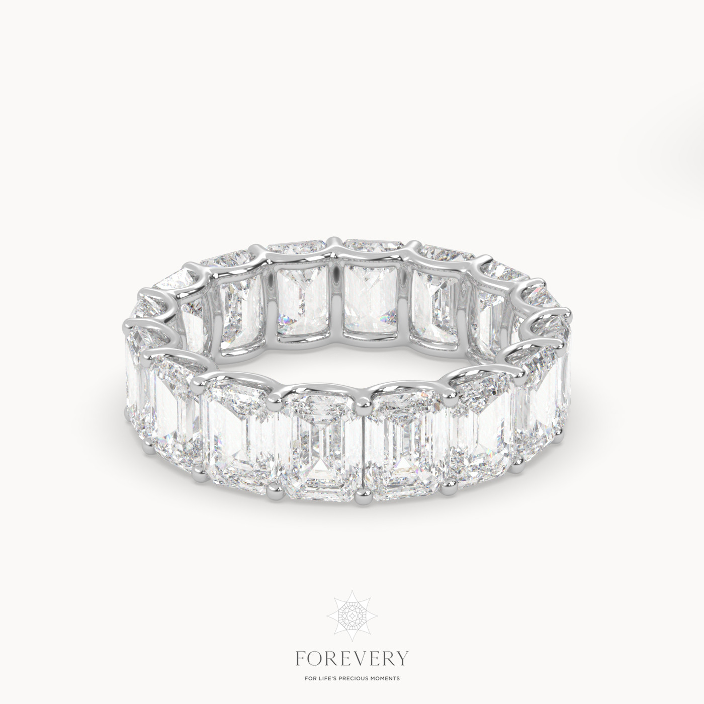 18k white gold  emerald eternity ring
