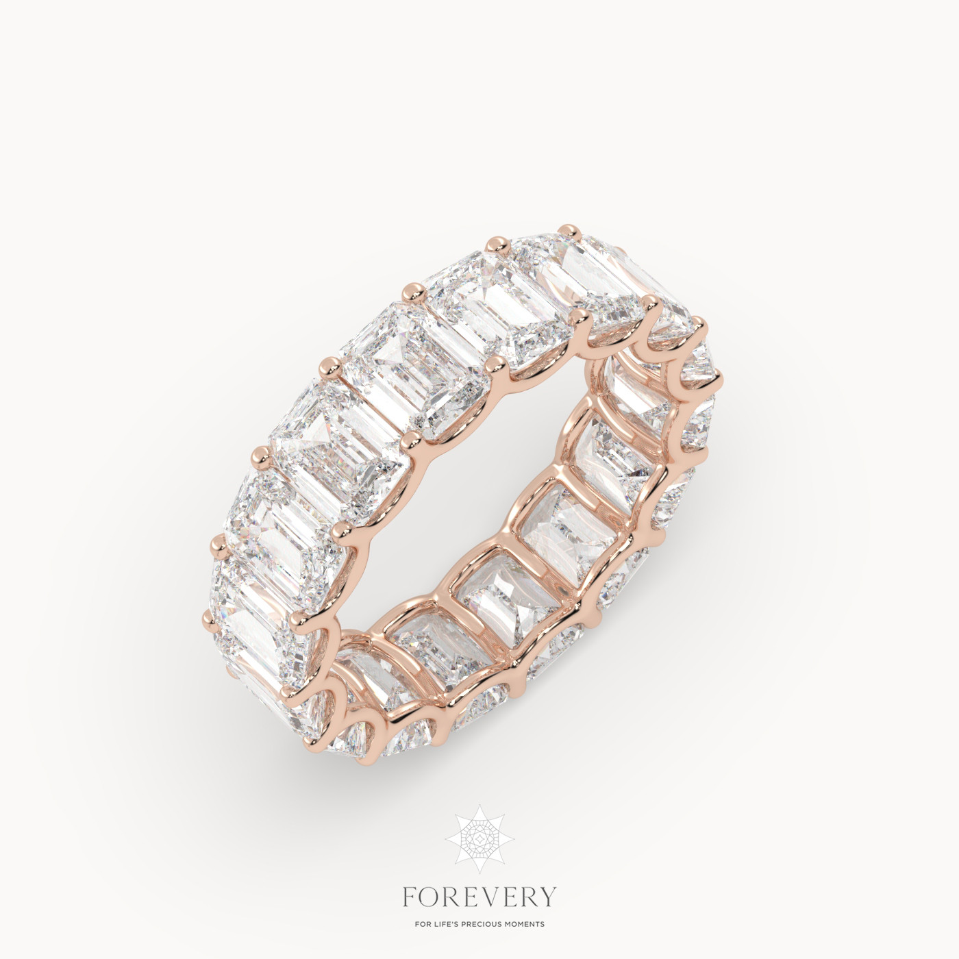 18k rose gold  emerald eternity ring