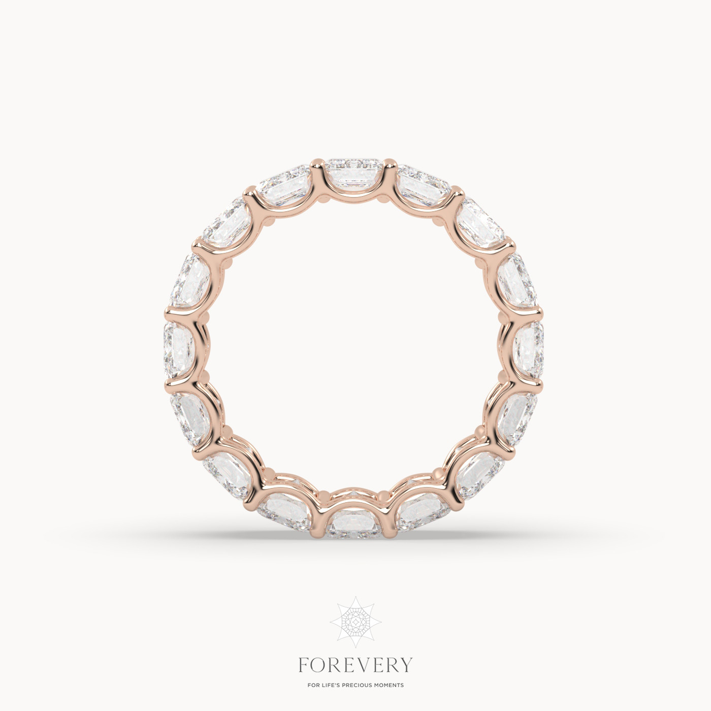 18k rose gold  emerald eternity ring