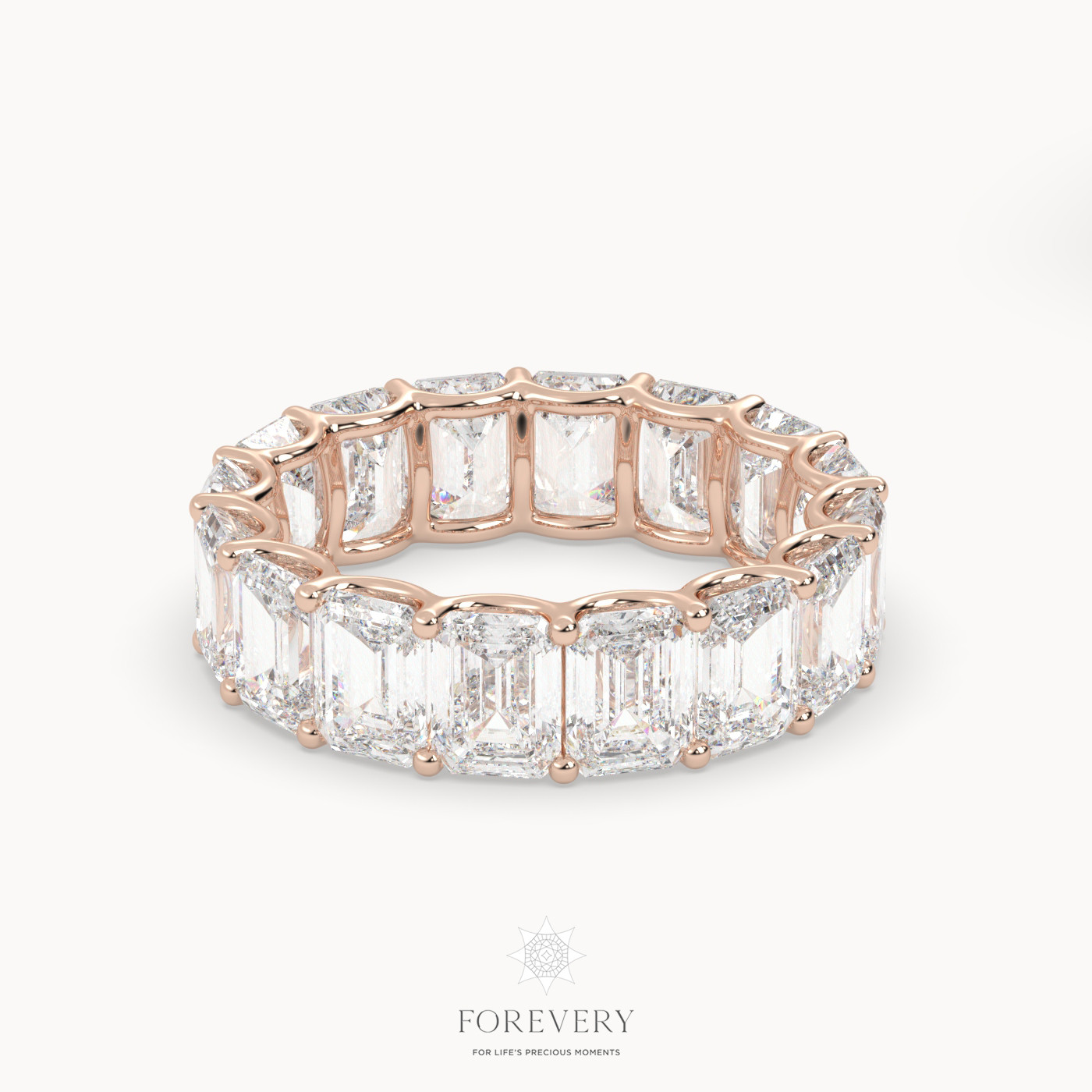 18k rose gold  emerald eternity ring