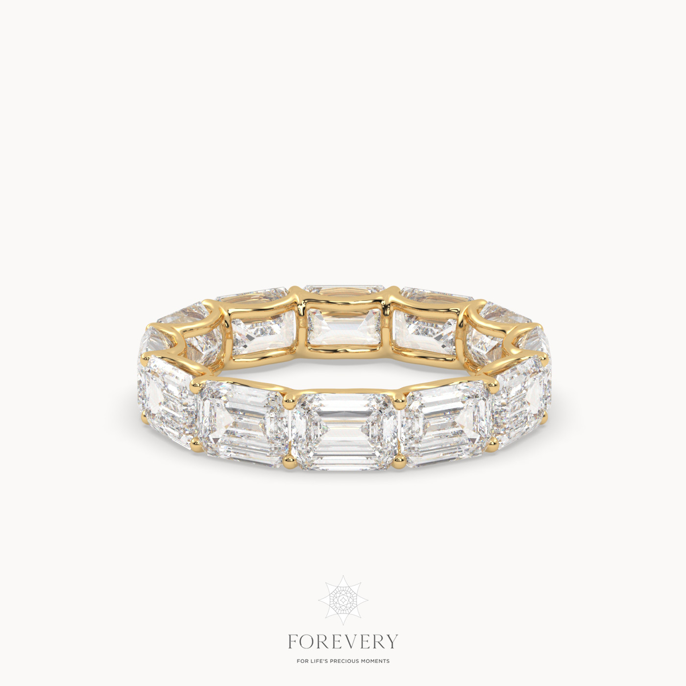 18k white gold  emerald eternity ring with horizontal diamonds Photos & images