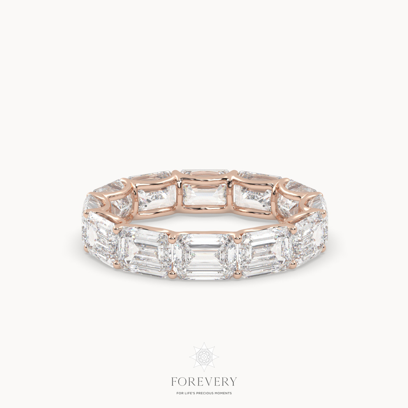 18k white gold  emerald eternity ring with horizontal diamonds Photos & images