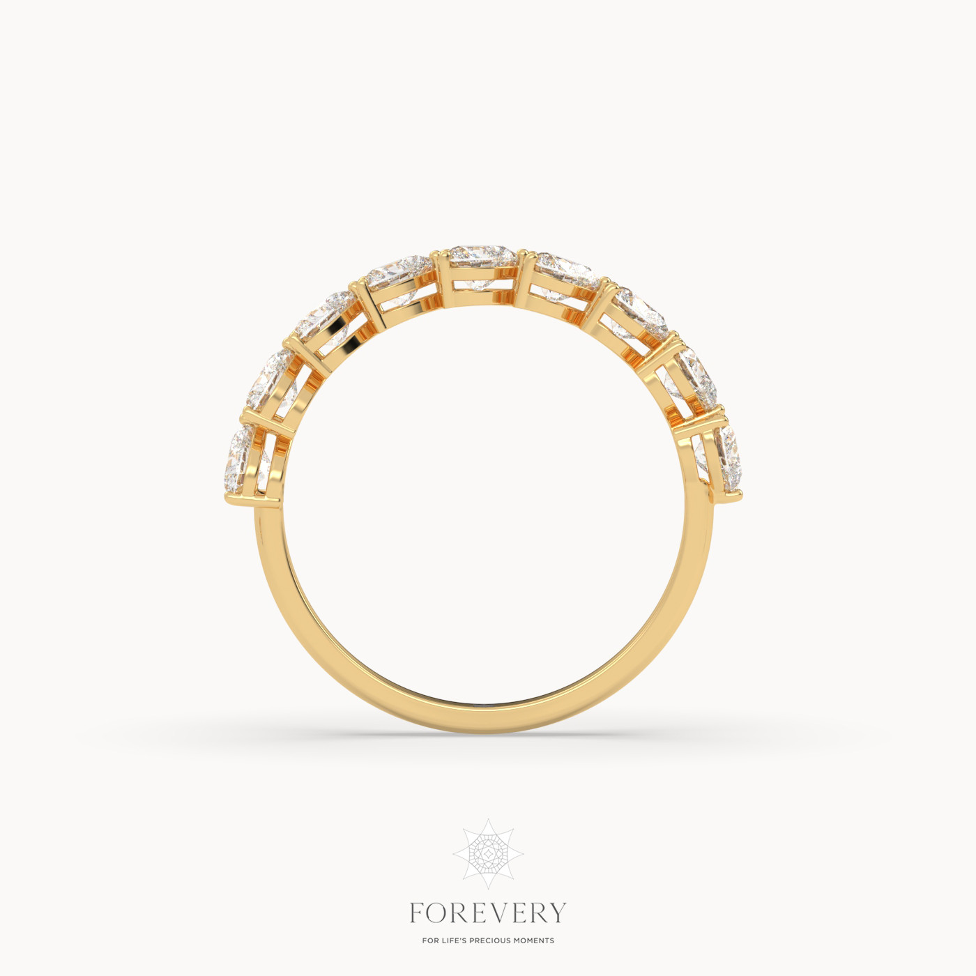 18k yellow gold  heart-shaped half eternity wedding ring