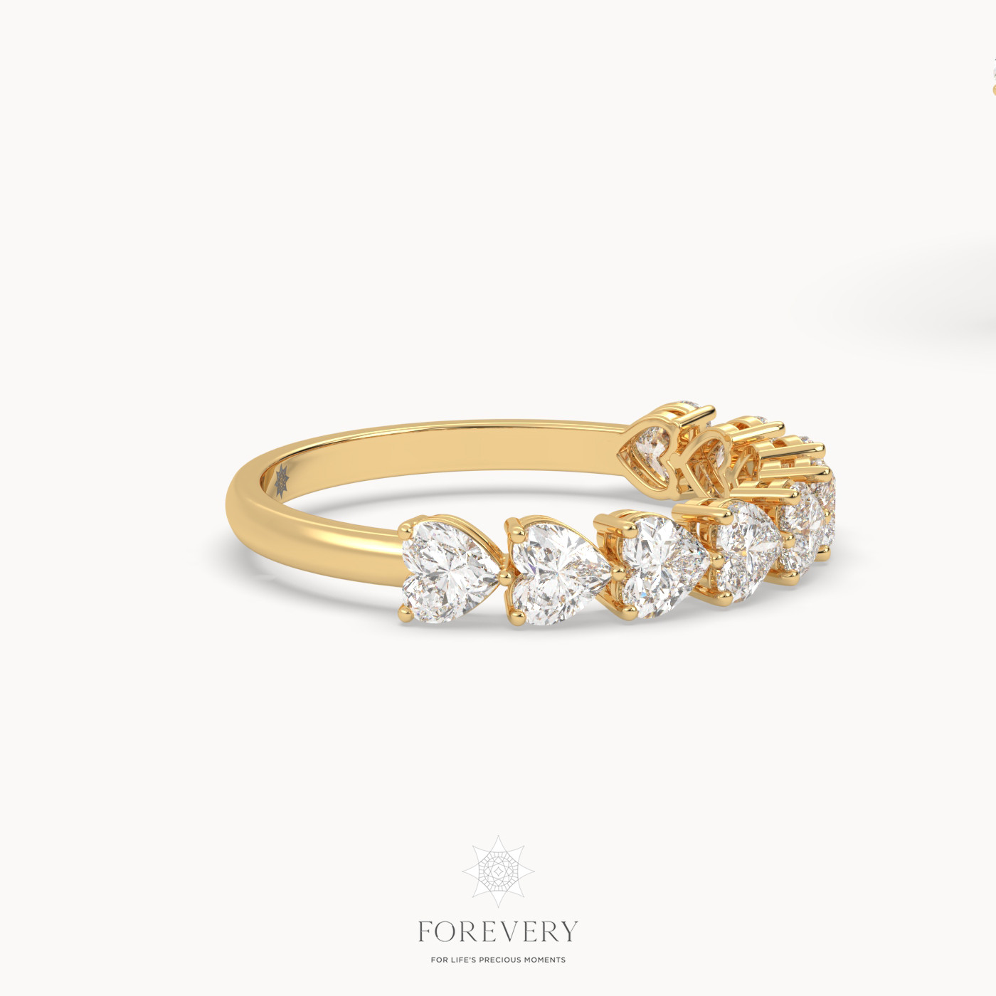 18k yellow gold  heart-shaped half eternity wedding ring