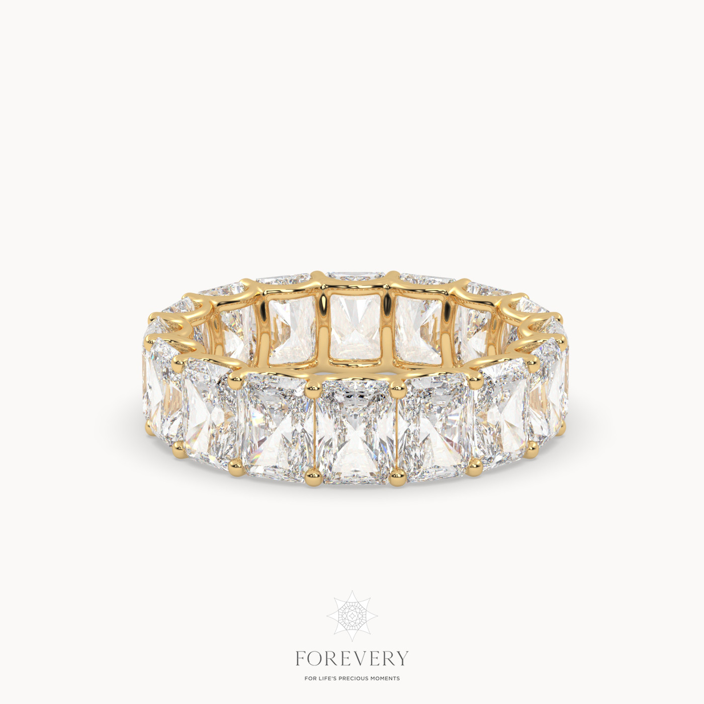 18k white gold  radiant cut eternity wedding ring with vertical diamonds Photos & images