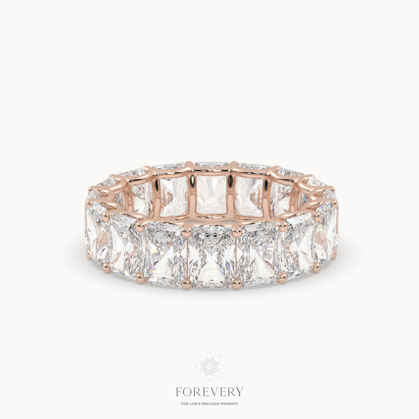 18k white gold  radiant cut eternity wedding ring with vertical diamonds Photos & images