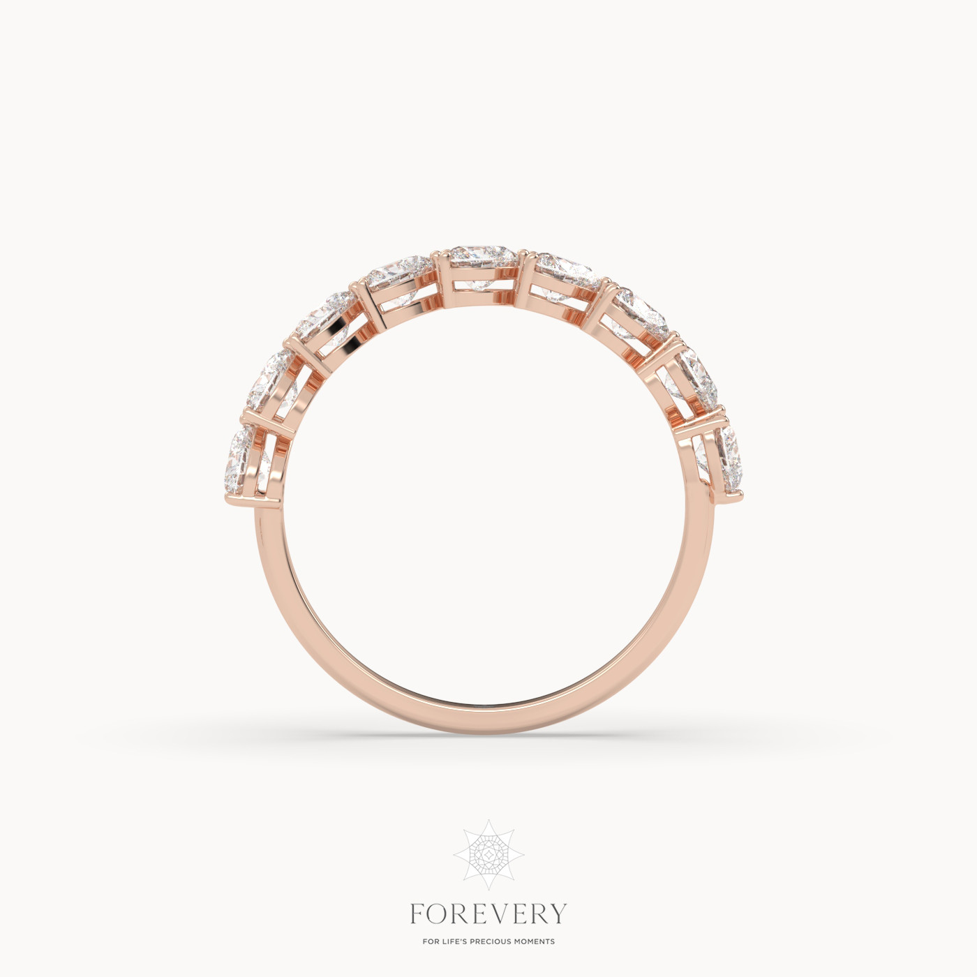 18k rose gold  heart-shaped half eternity wedding ring