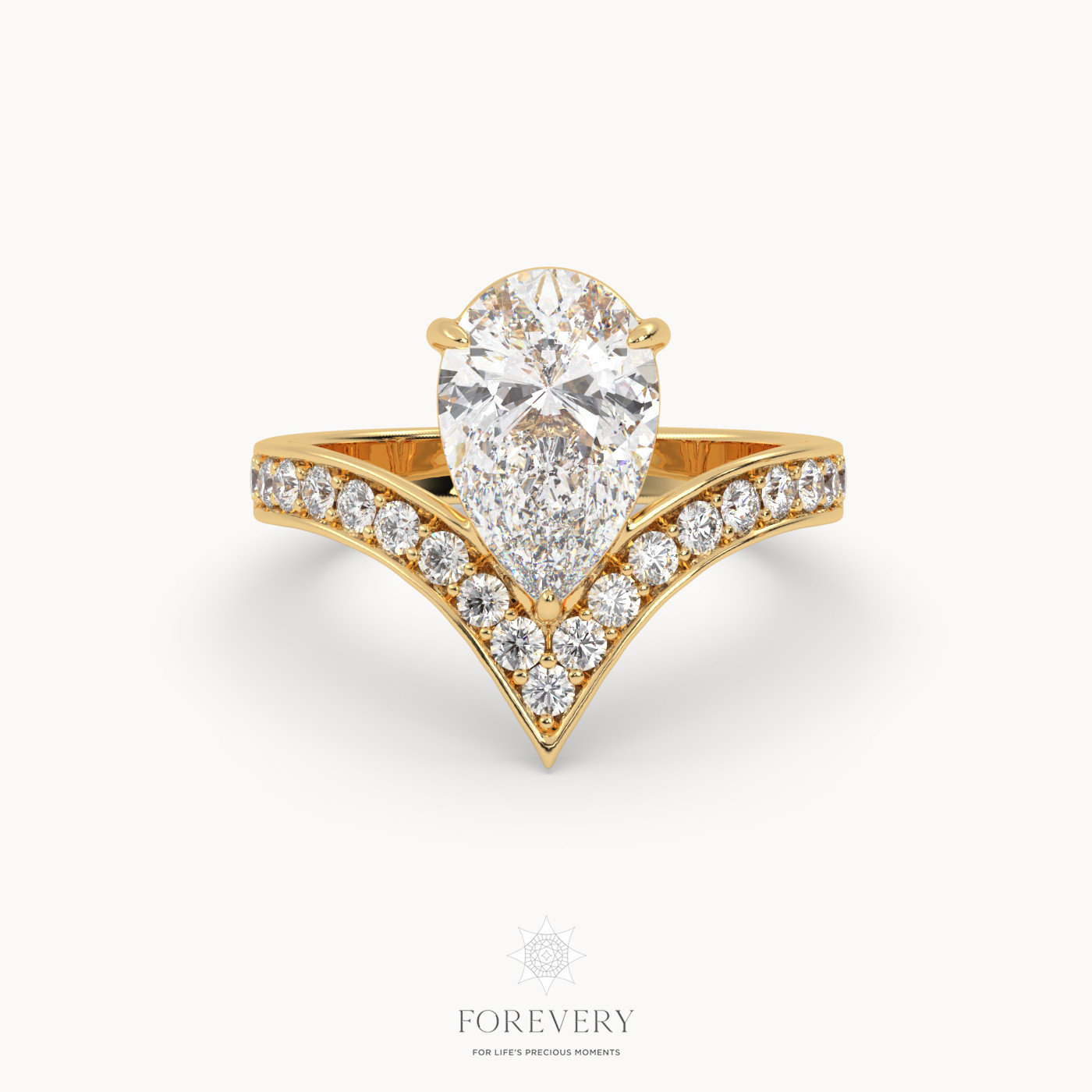 18k white gold  pear cut engagement ring Photos & images