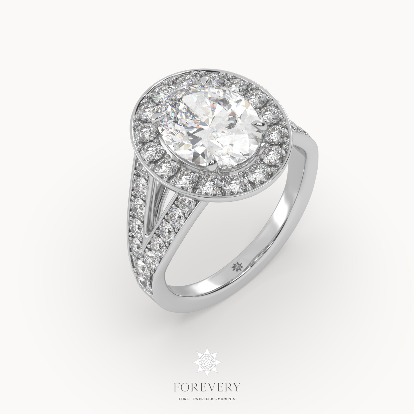 18k white gold  halo style luxurious diamond engagement ring