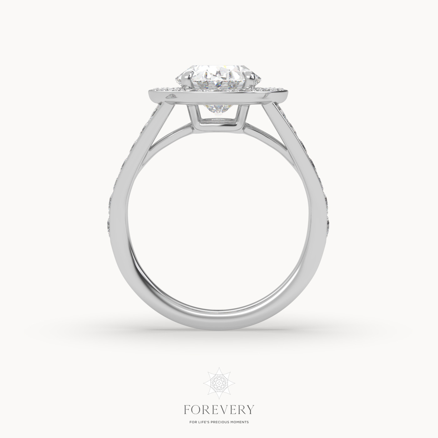 18k white gold  halo style luxurious diamond engagement ring