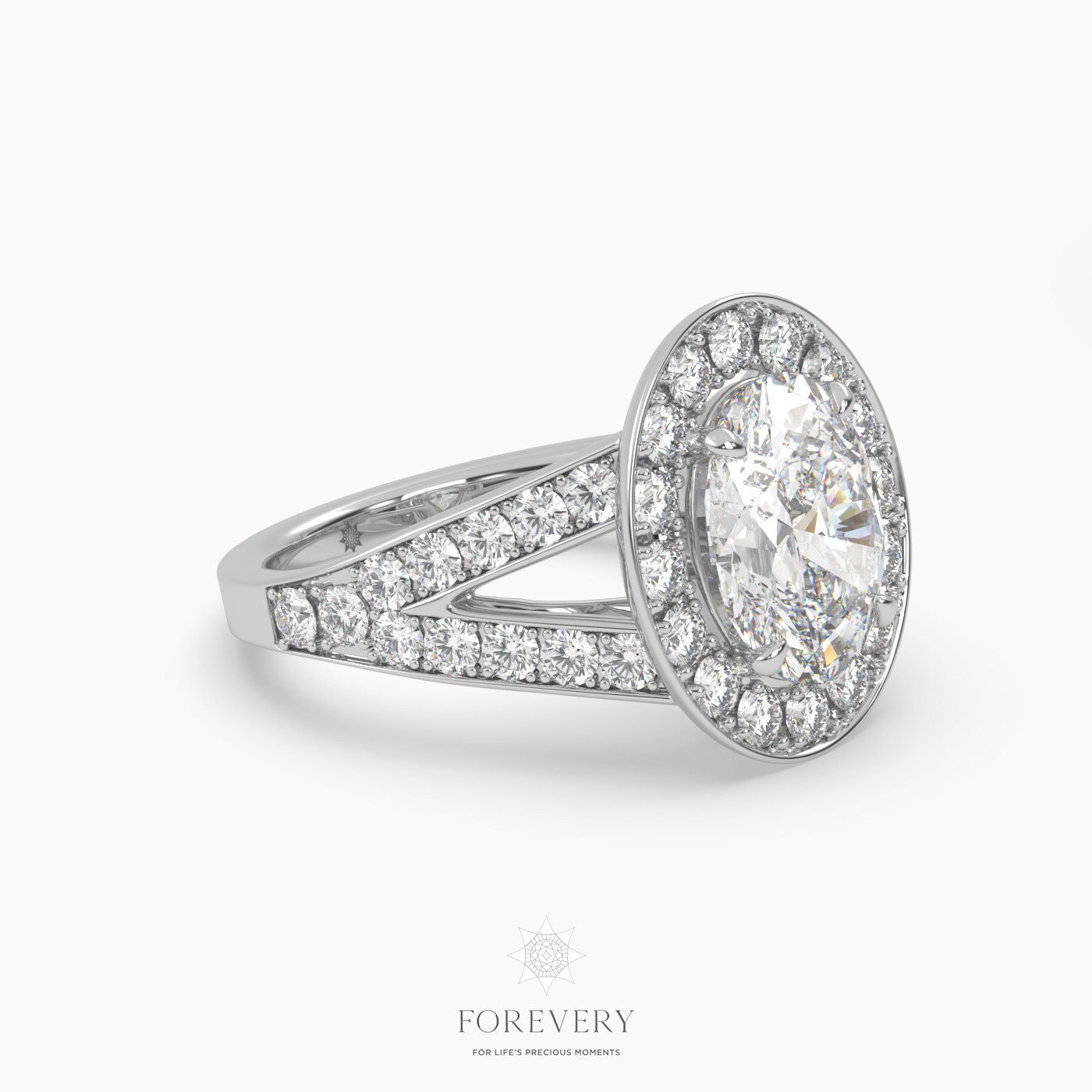 18k white gold  halo style luxurious diamond engagement ring