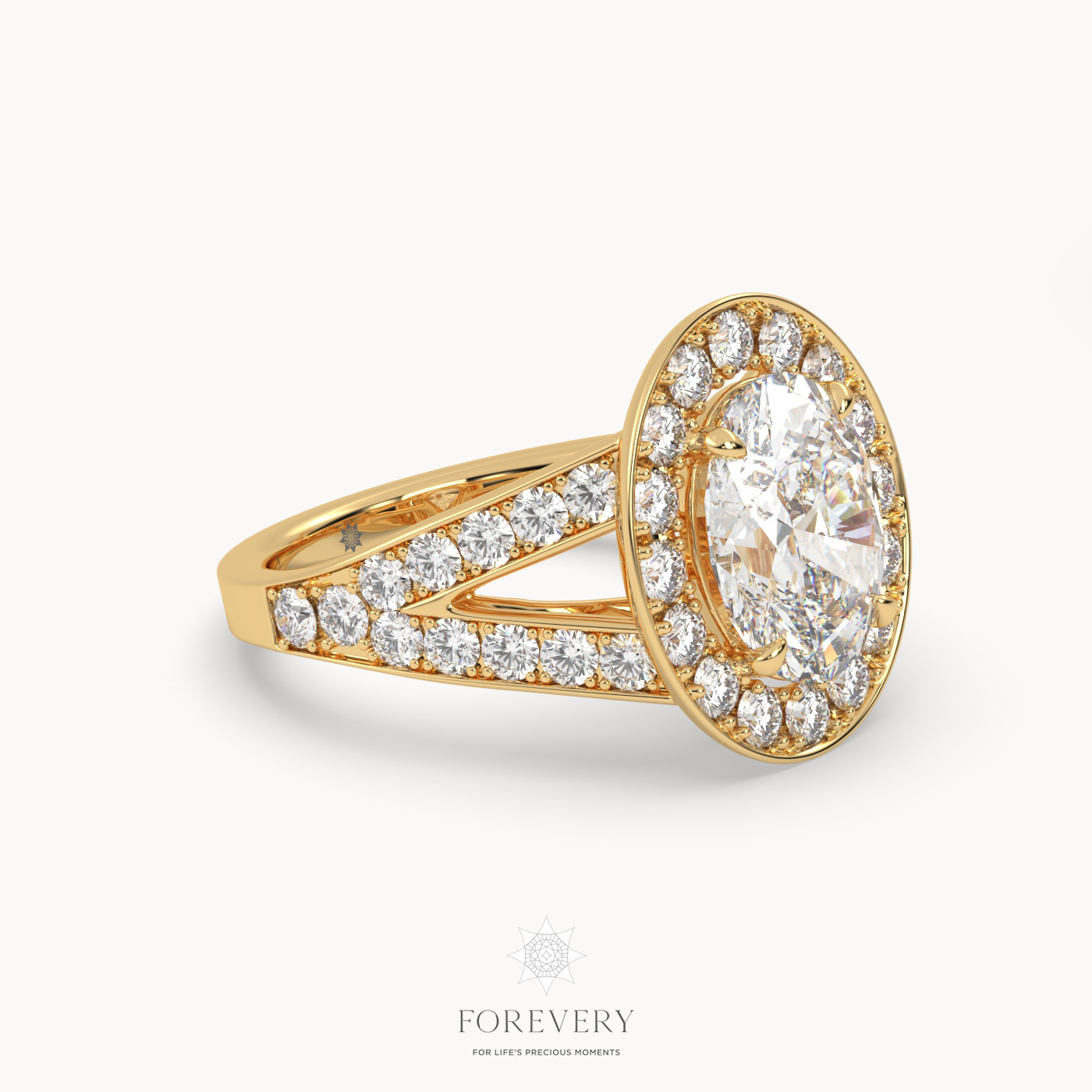 18k yellow gold  halo style luxurious diamond engagement ring