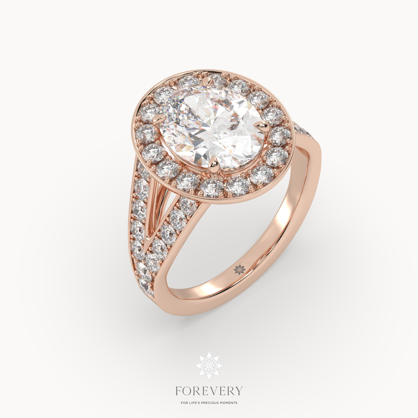18k rose gold  halo style luxurious diamond engagement ring