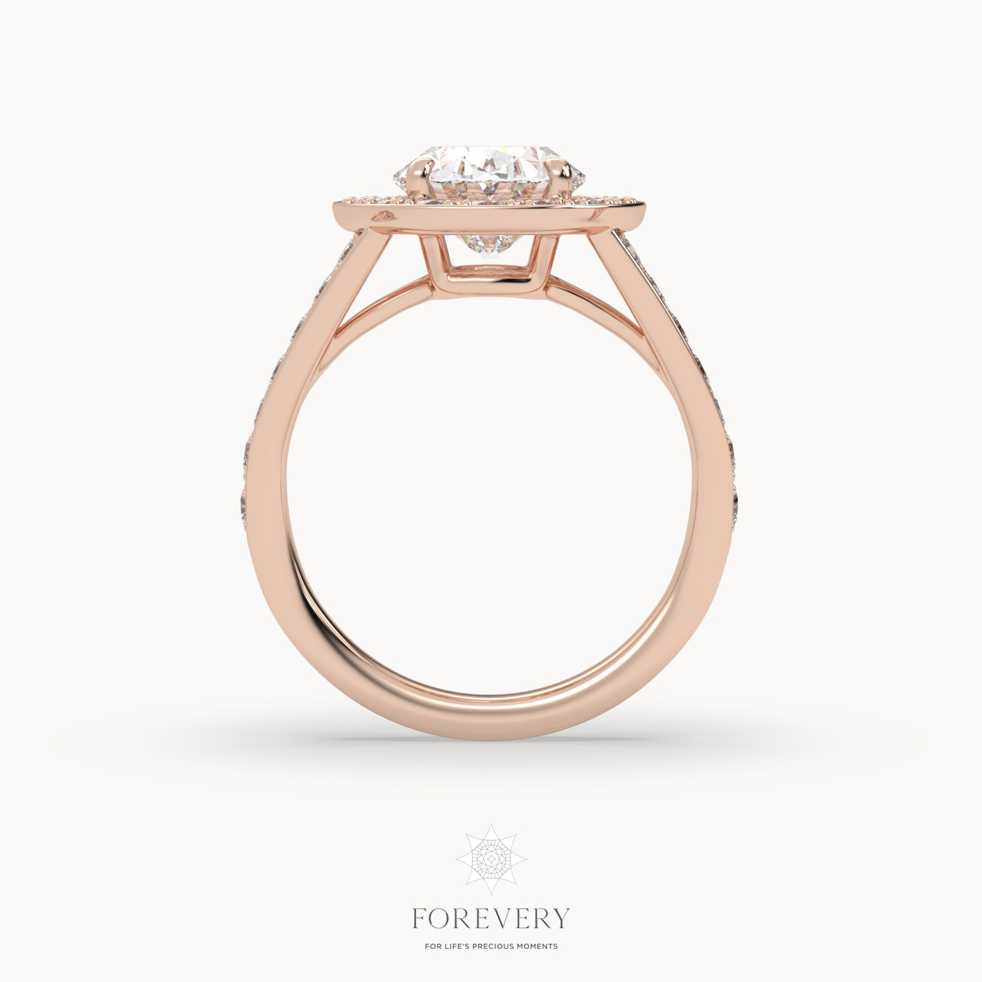 18k rose gold  halo style luxurious diamond engagement ring