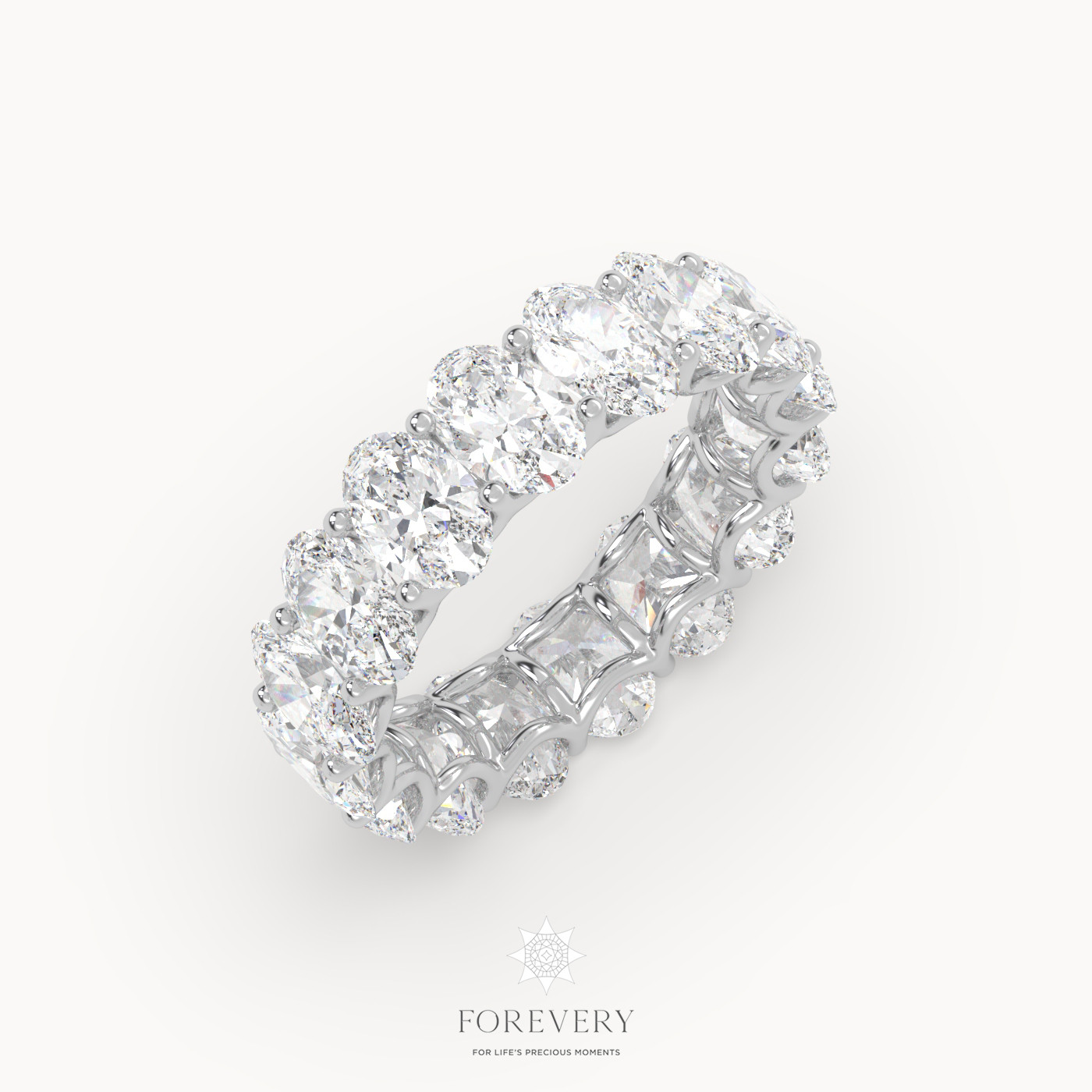 18k white gold  oval eternity wedding ring