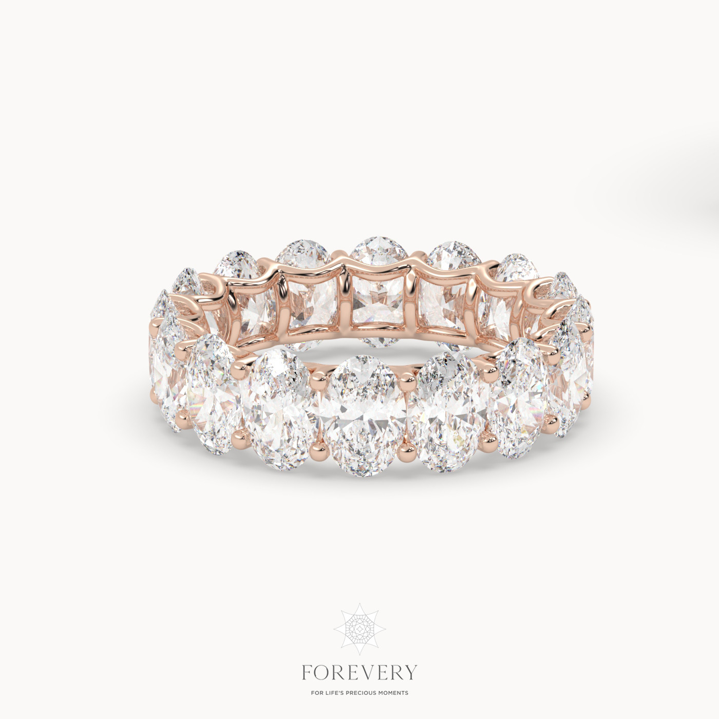 18k white gold  oval eternity wedding ring Photos & images