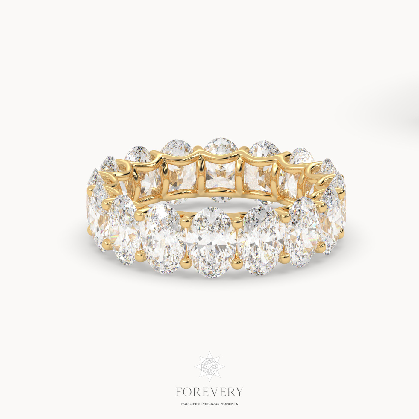 18k white gold  oval eternity wedding ring Photos & images