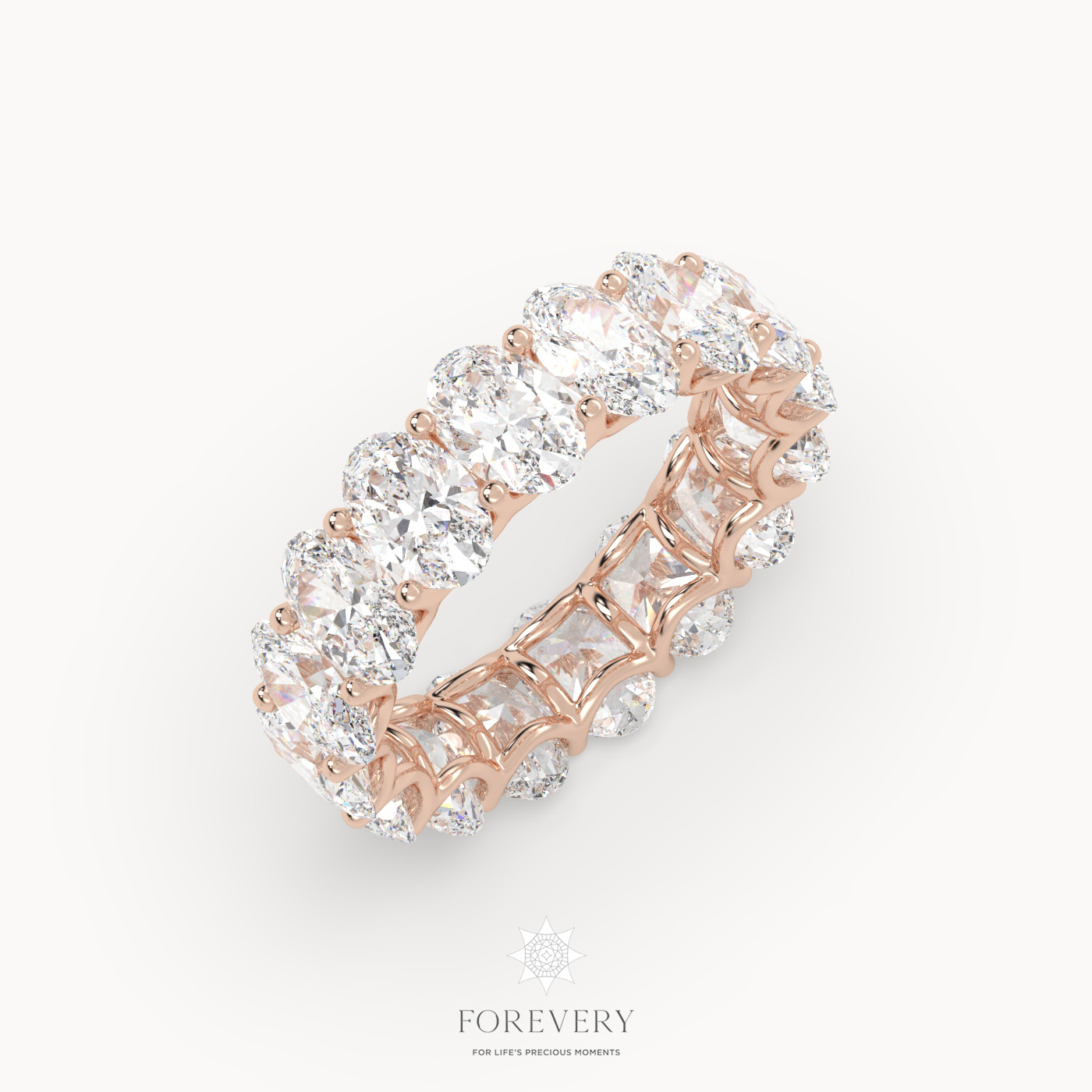 18k rose gold  oval eternity wedding ring