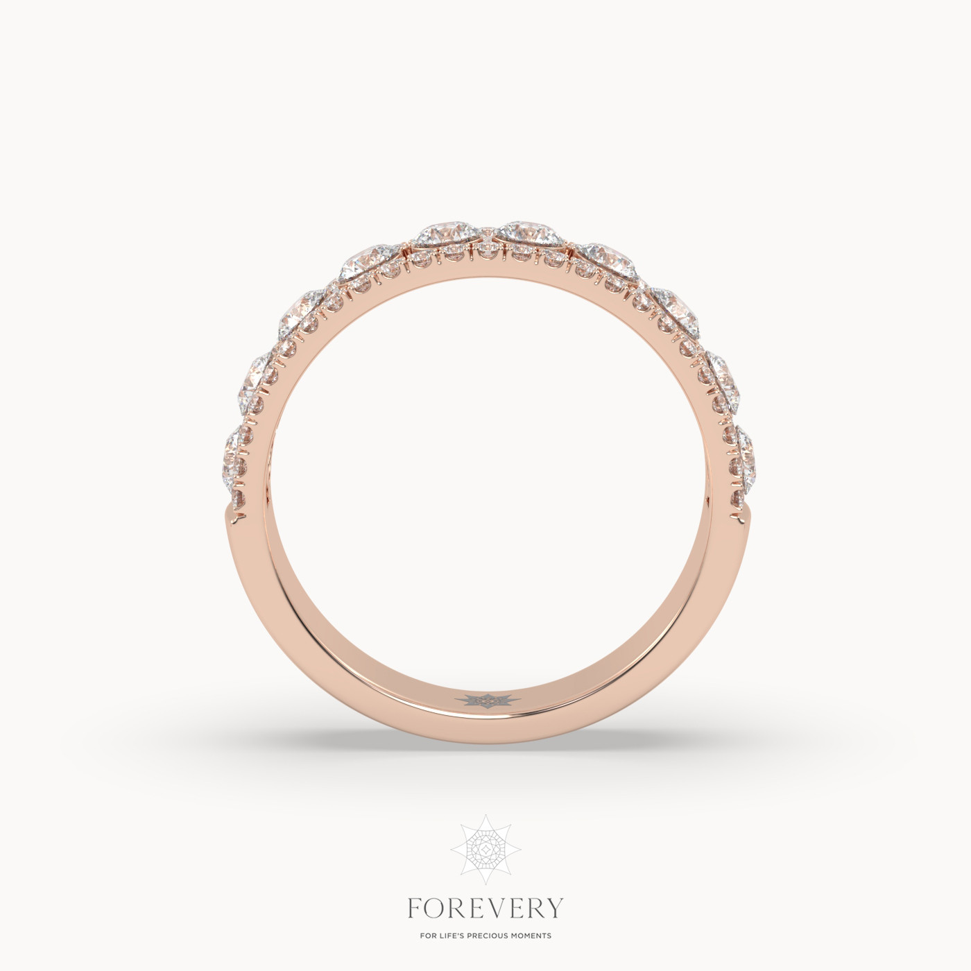 18k rose gold  triple row diamond engagement ring