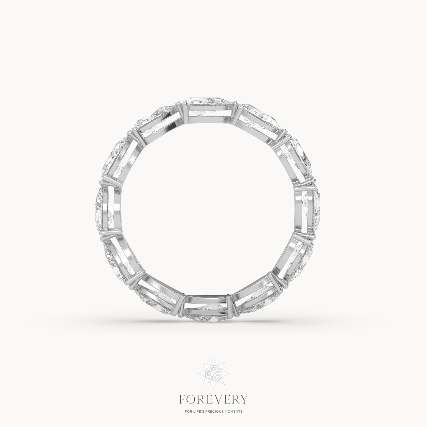 18k white gold  pear shape prong set diamond eternity ring