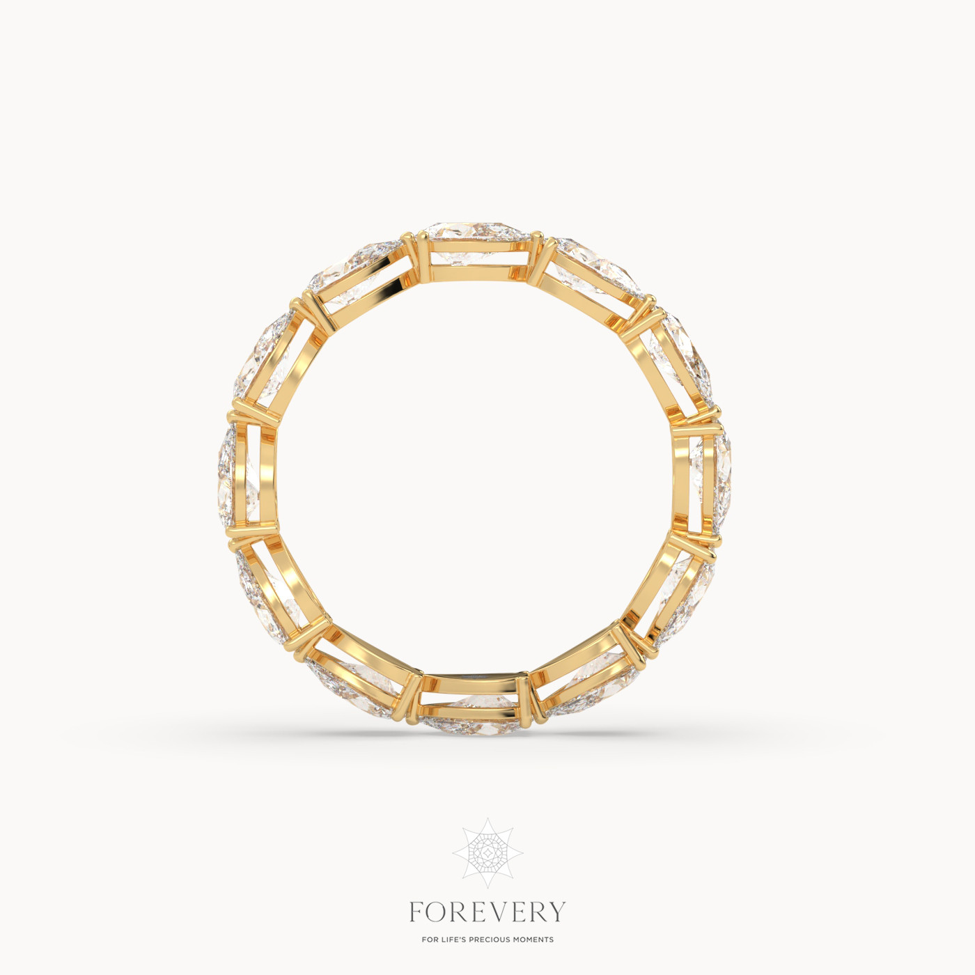 18k yellow gold  pear shape prong set diamond eternity ring