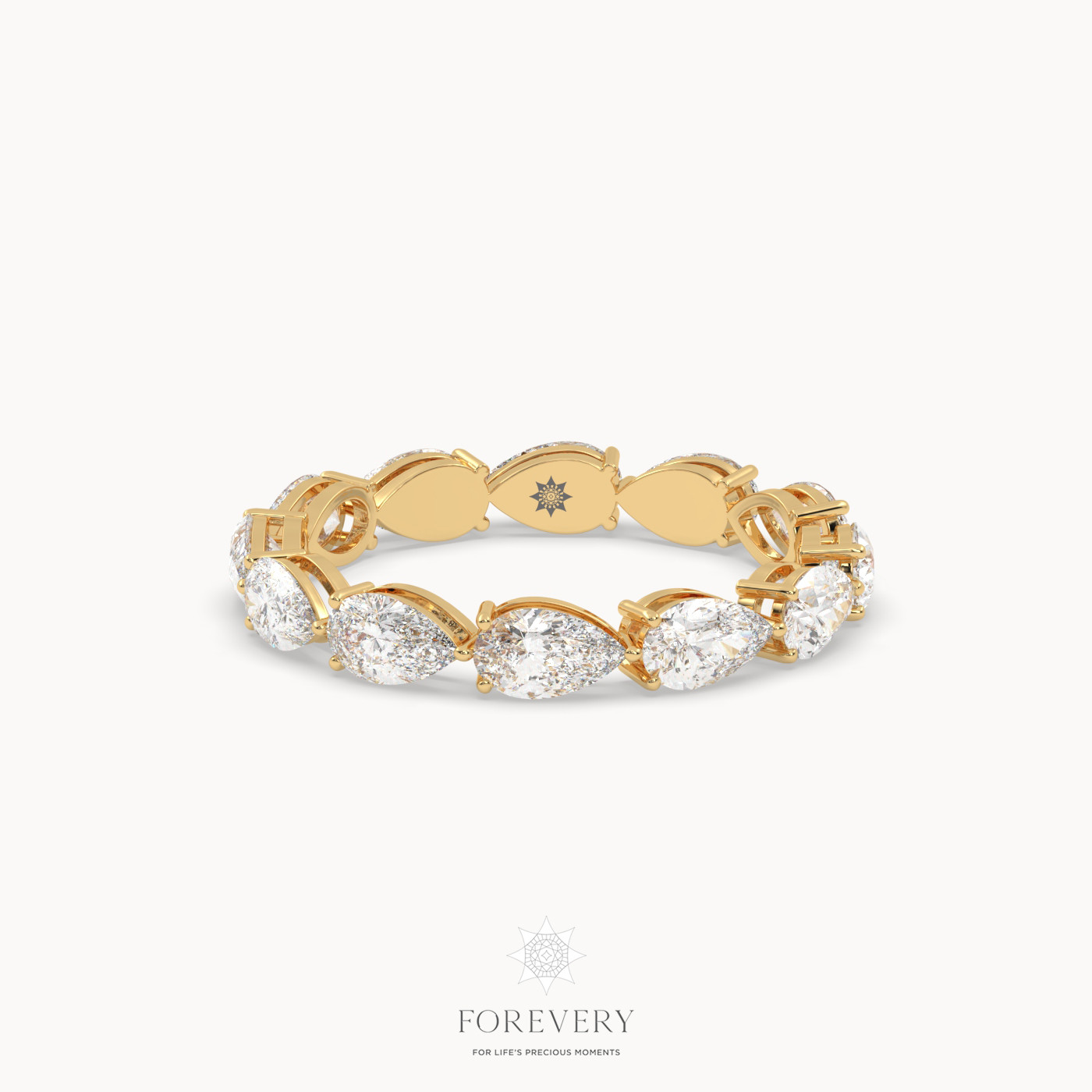 18k white gold  pear shape prong set diamond eternity ring Photos & images