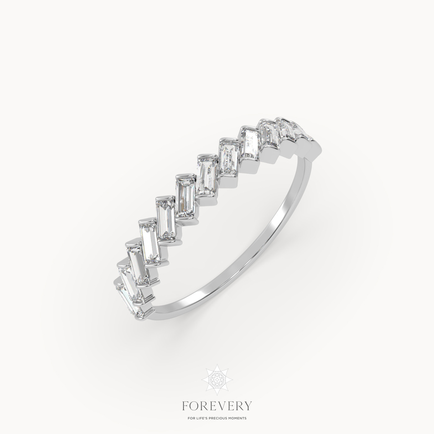 18k white gold  baguette diamond ring