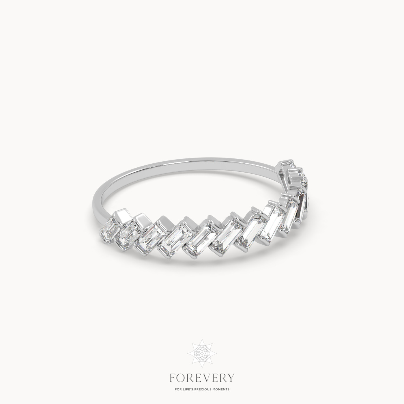 18k white gold  baguette diamond ring