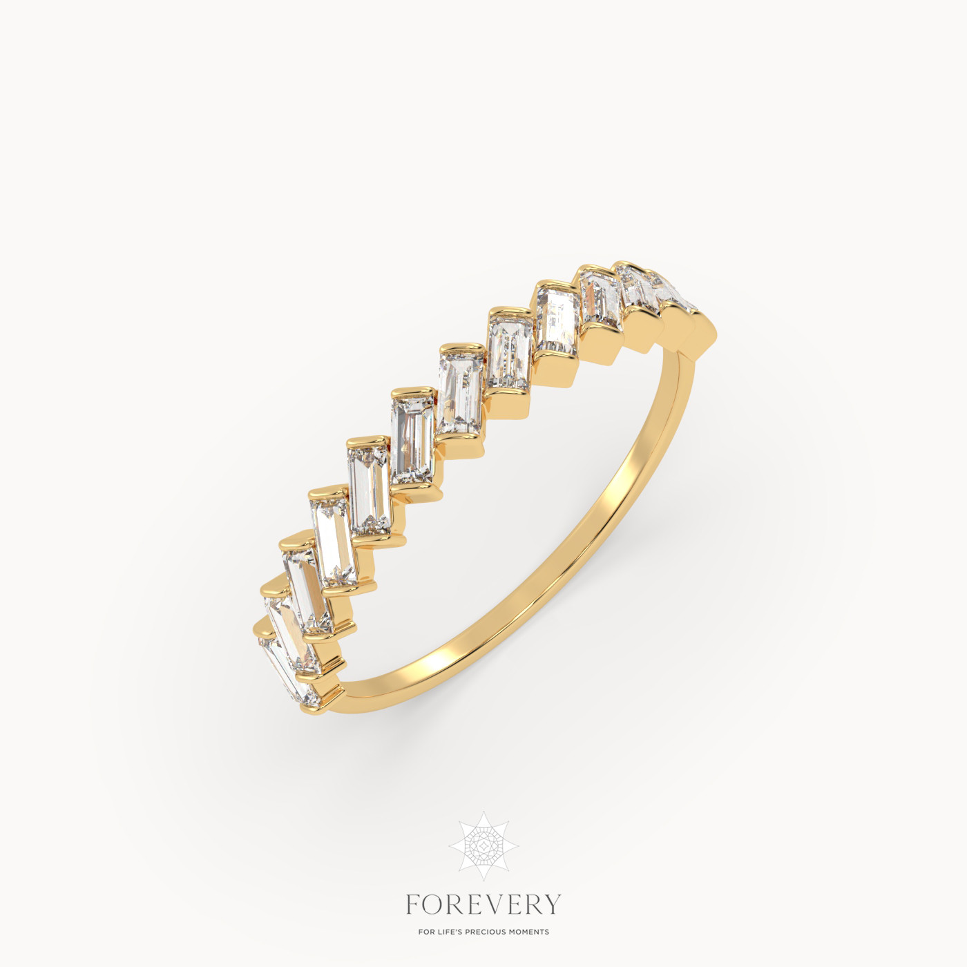 18k yellow gold  baguette diamond ring