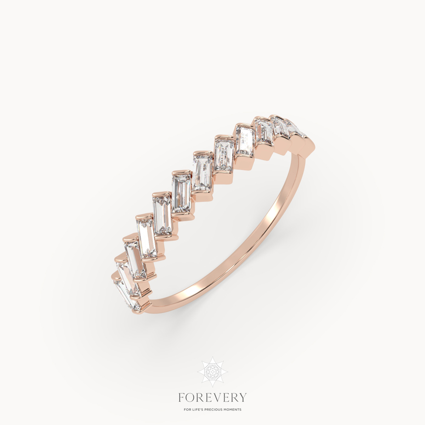18k rose gold  baguette diamond ring