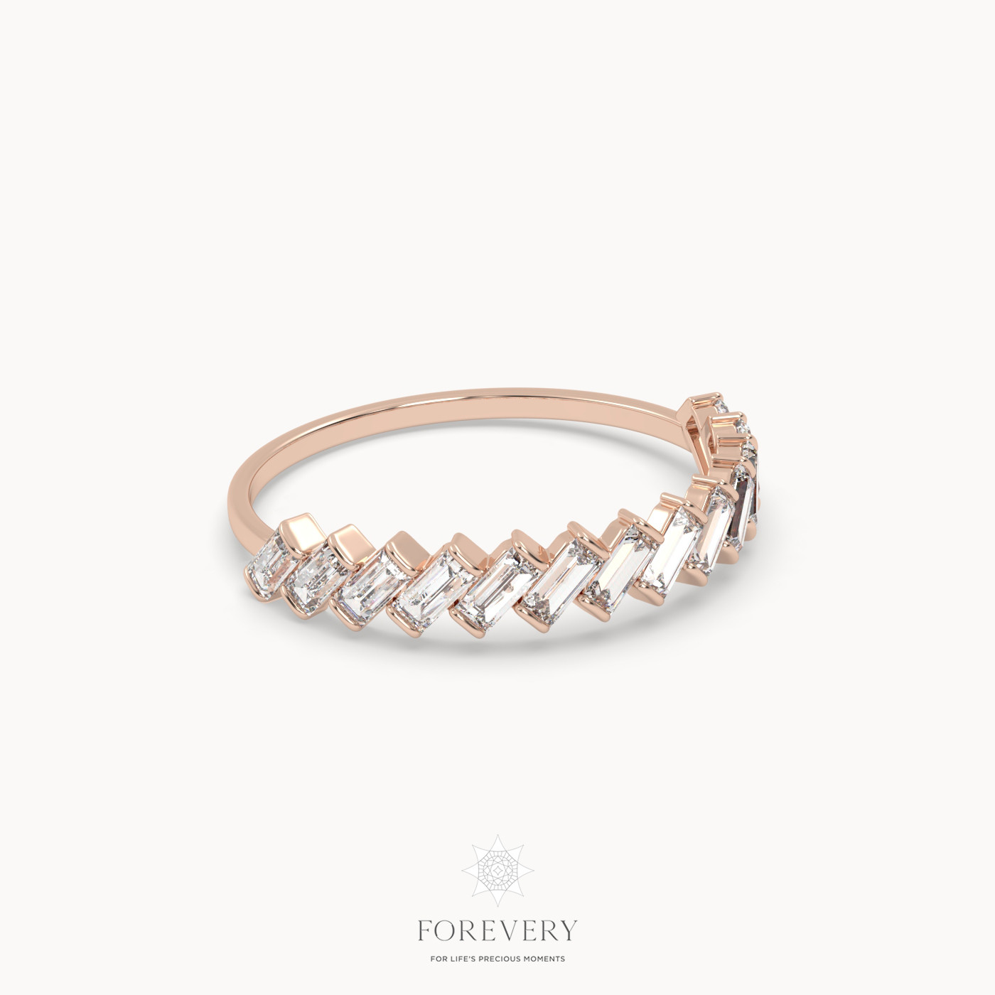 18k rose gold  baguette diamond ring