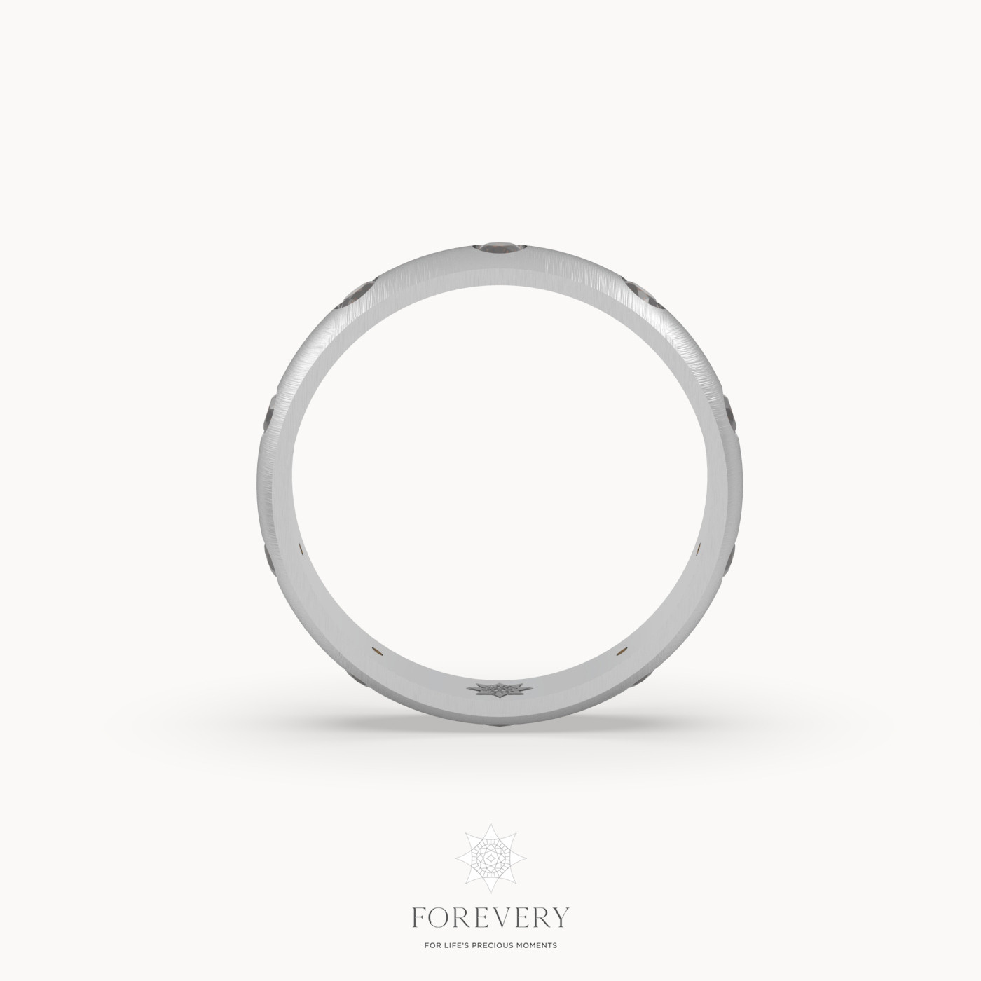 18k white gold  classic men's dome wedding ring with black diamond