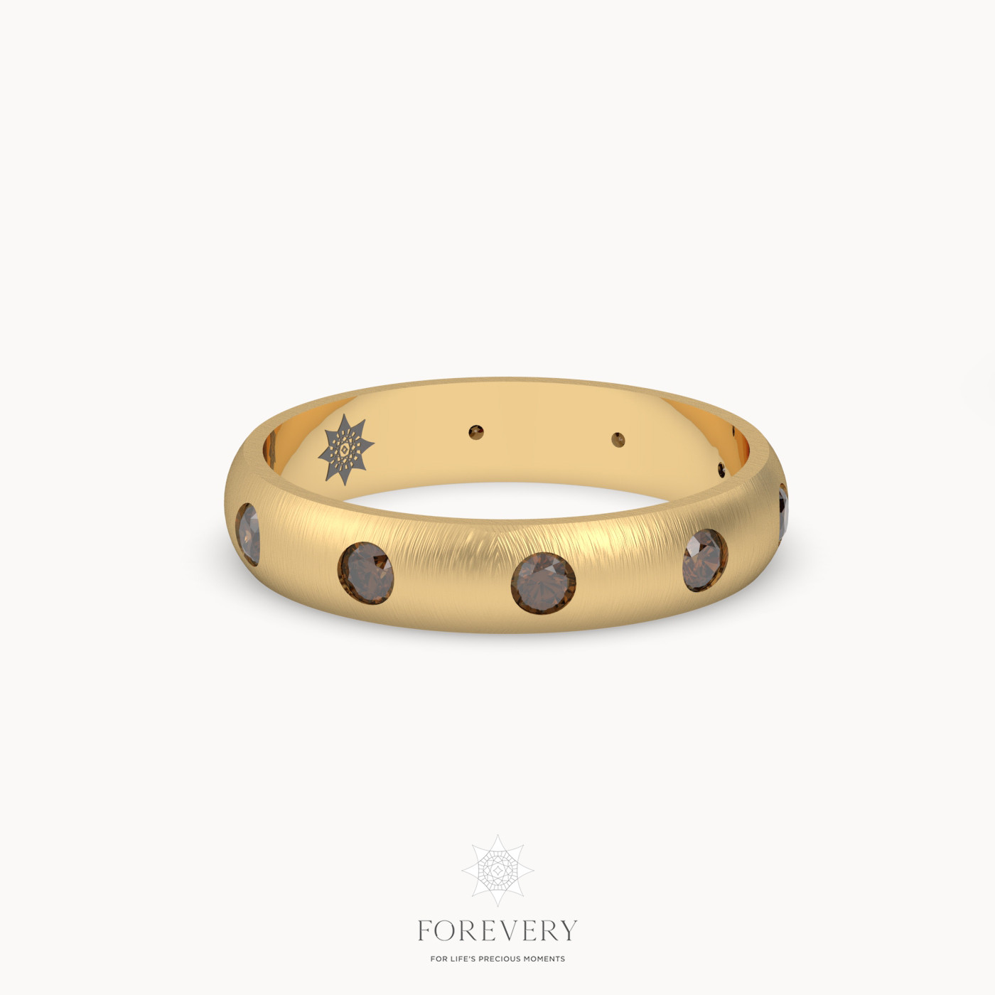 18k yellow gold  classic men's dome wedding ring with black diamond