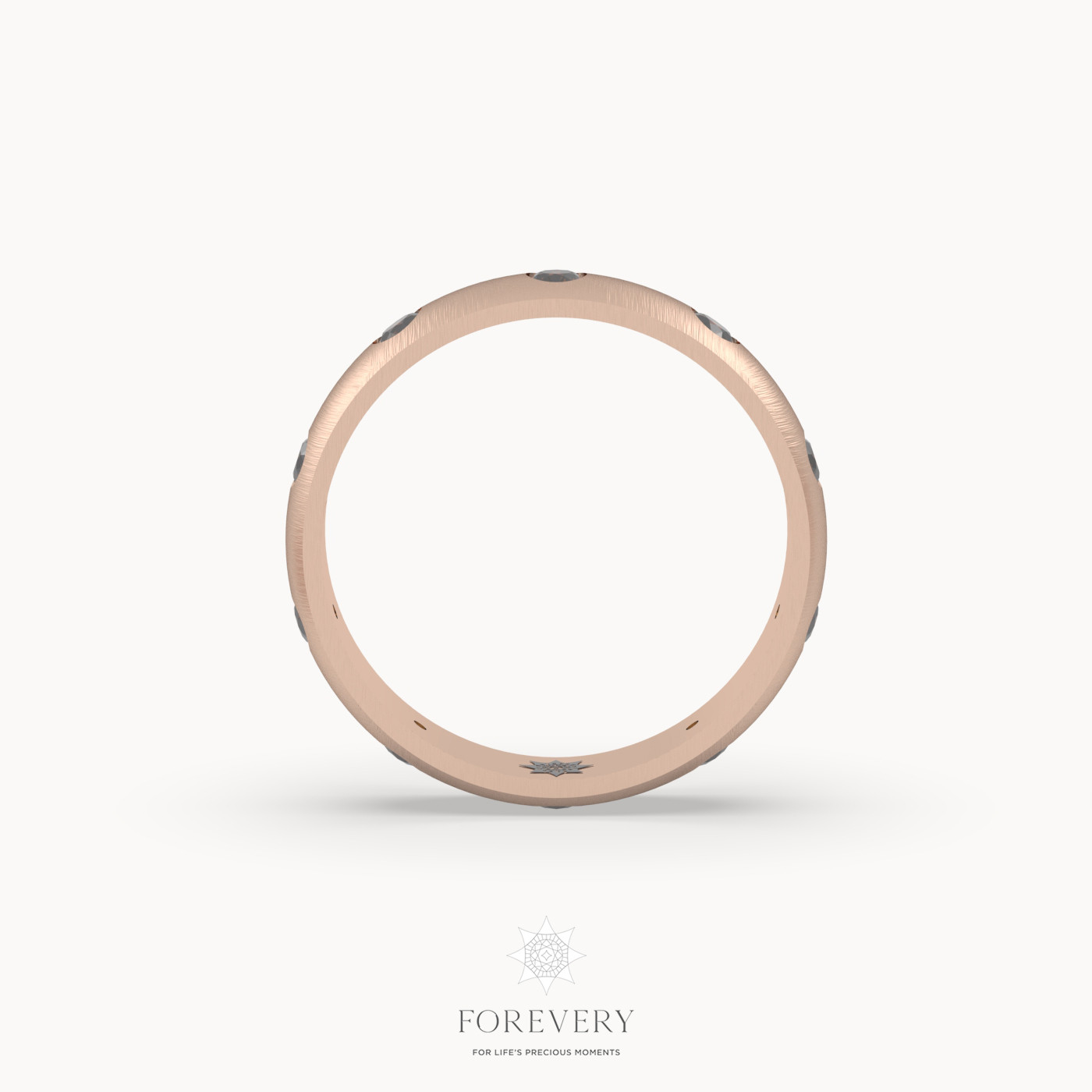 18k rose gold  classic men's dome wedding ring with black diamond