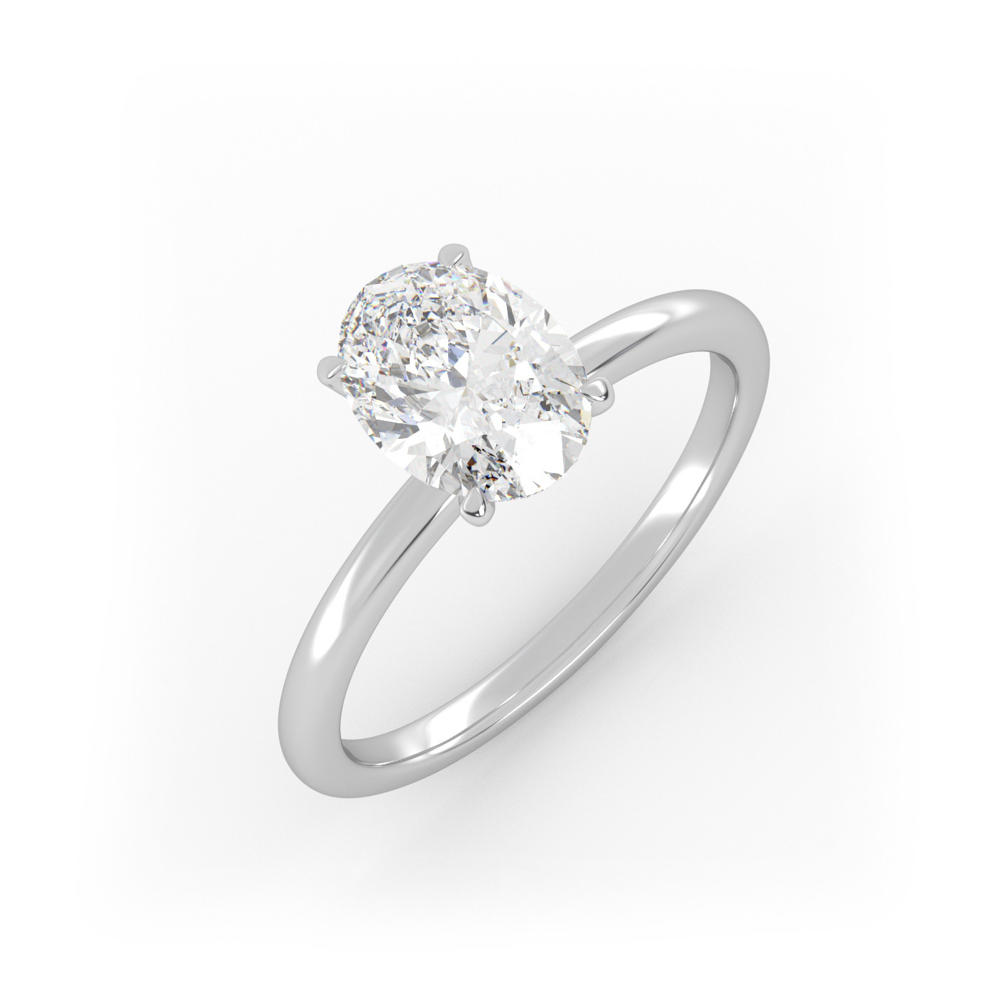 18K WHITE GOLD Oval Diamond Solitaire Engagement Ring