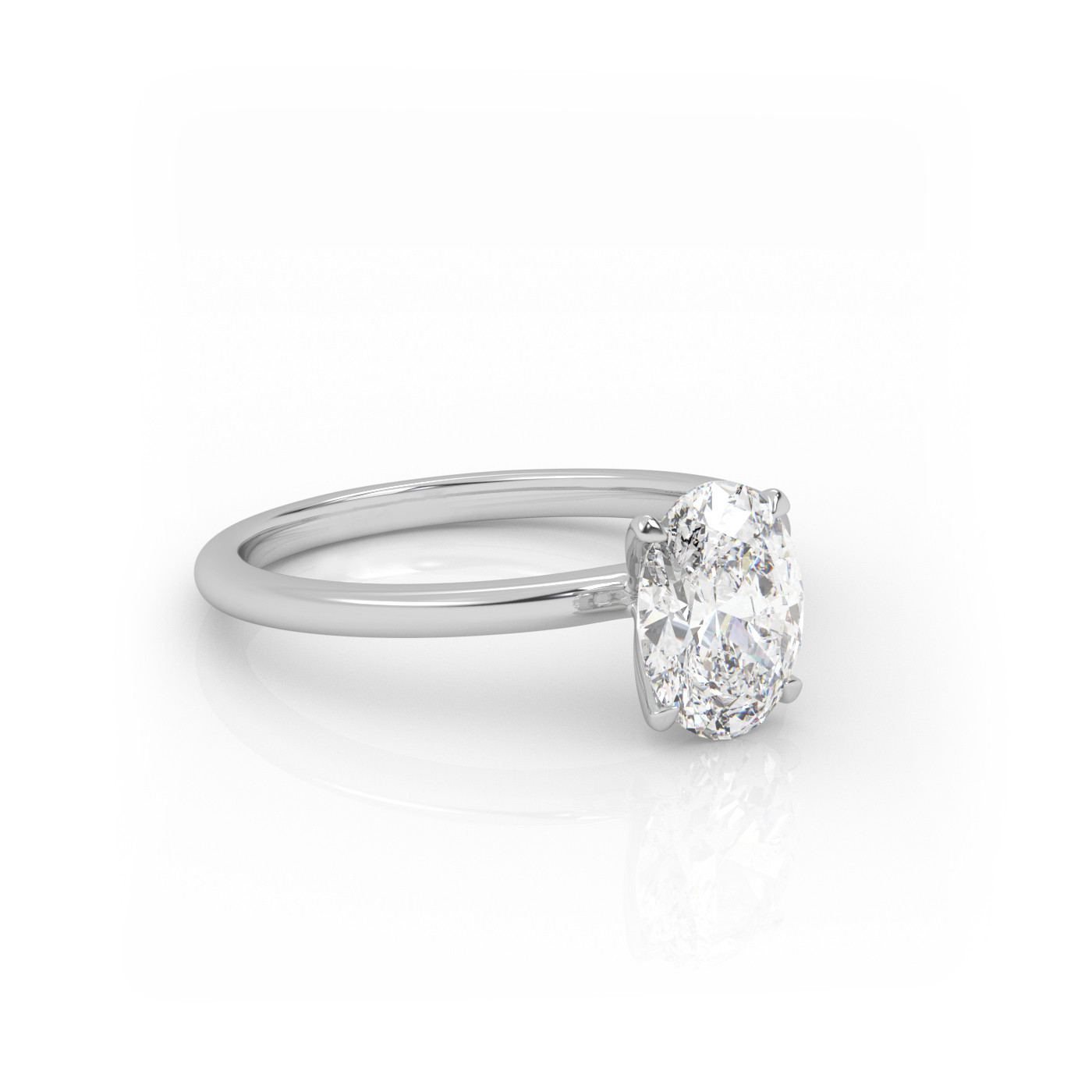 18K WHITE GOLD Oval Diamond Solitaire Engagement Ring