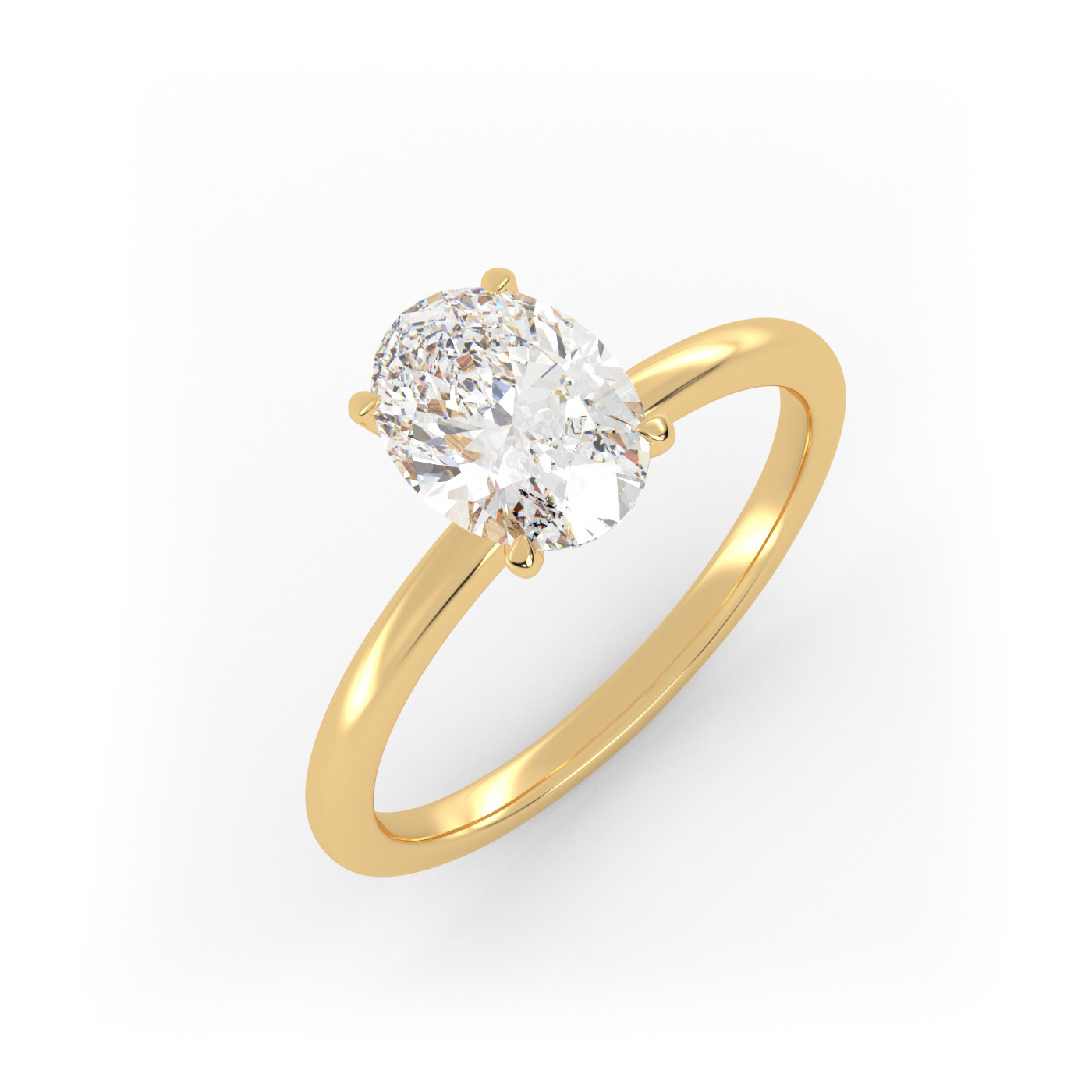 18K YELLOW GOLD Oval Diamond Solitaire Engagement Ring