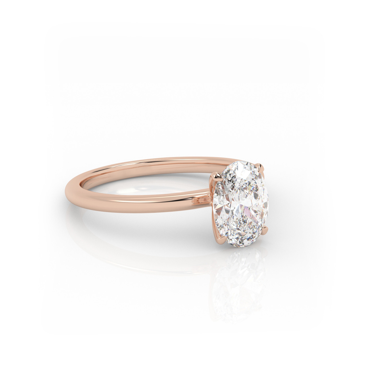 18K ROSE GOLD Oval Diamond Solitaire Engagement Ring