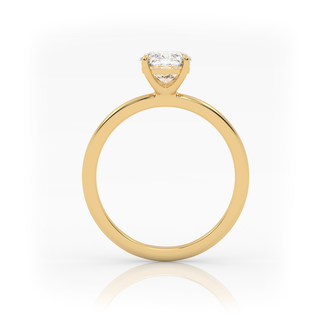 18K YELLOW GOLD Cushion Cut Classic Solitaire Engagement Ring