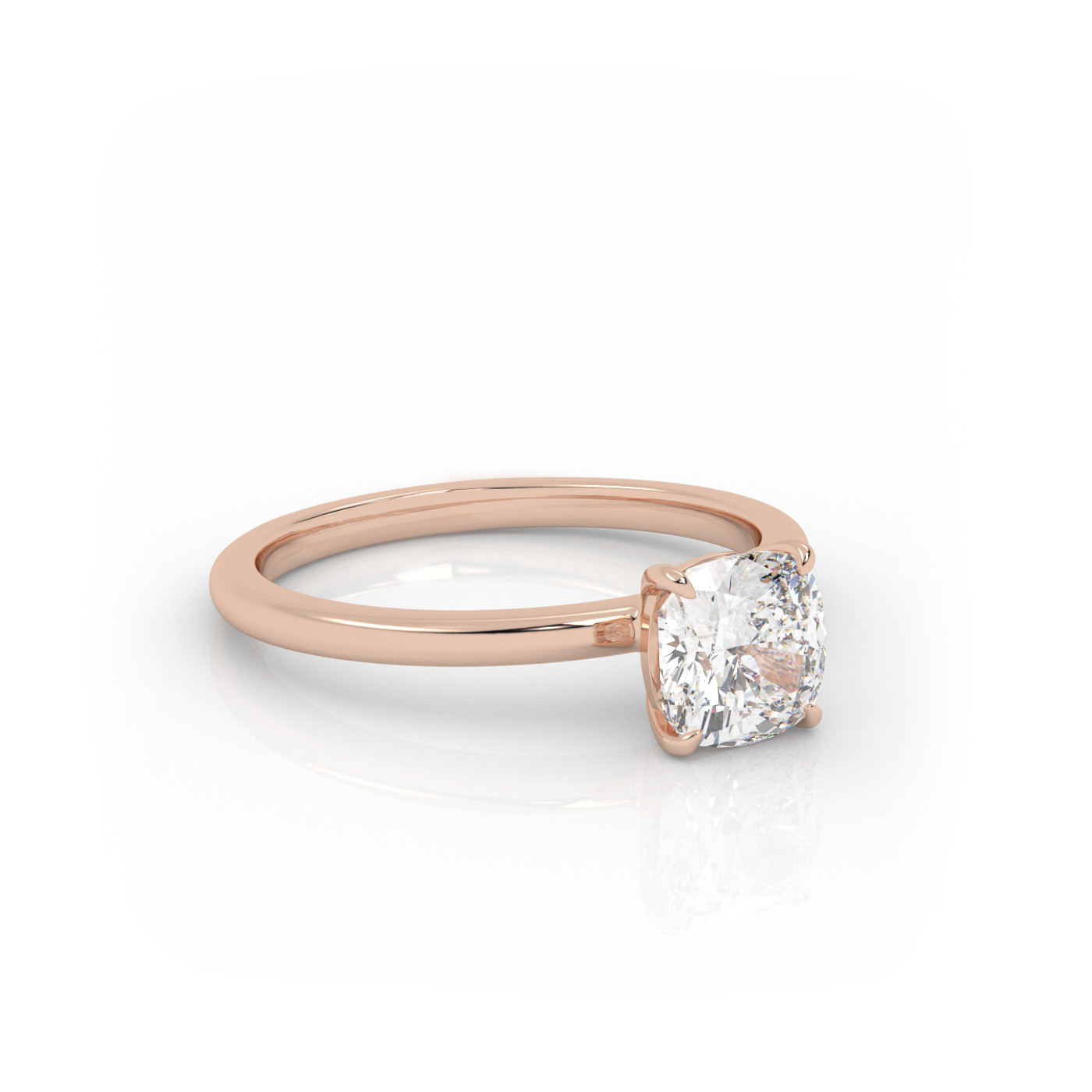 18K ROSE GOLD Cushion Cut Classic Solitaire Engagement Ring