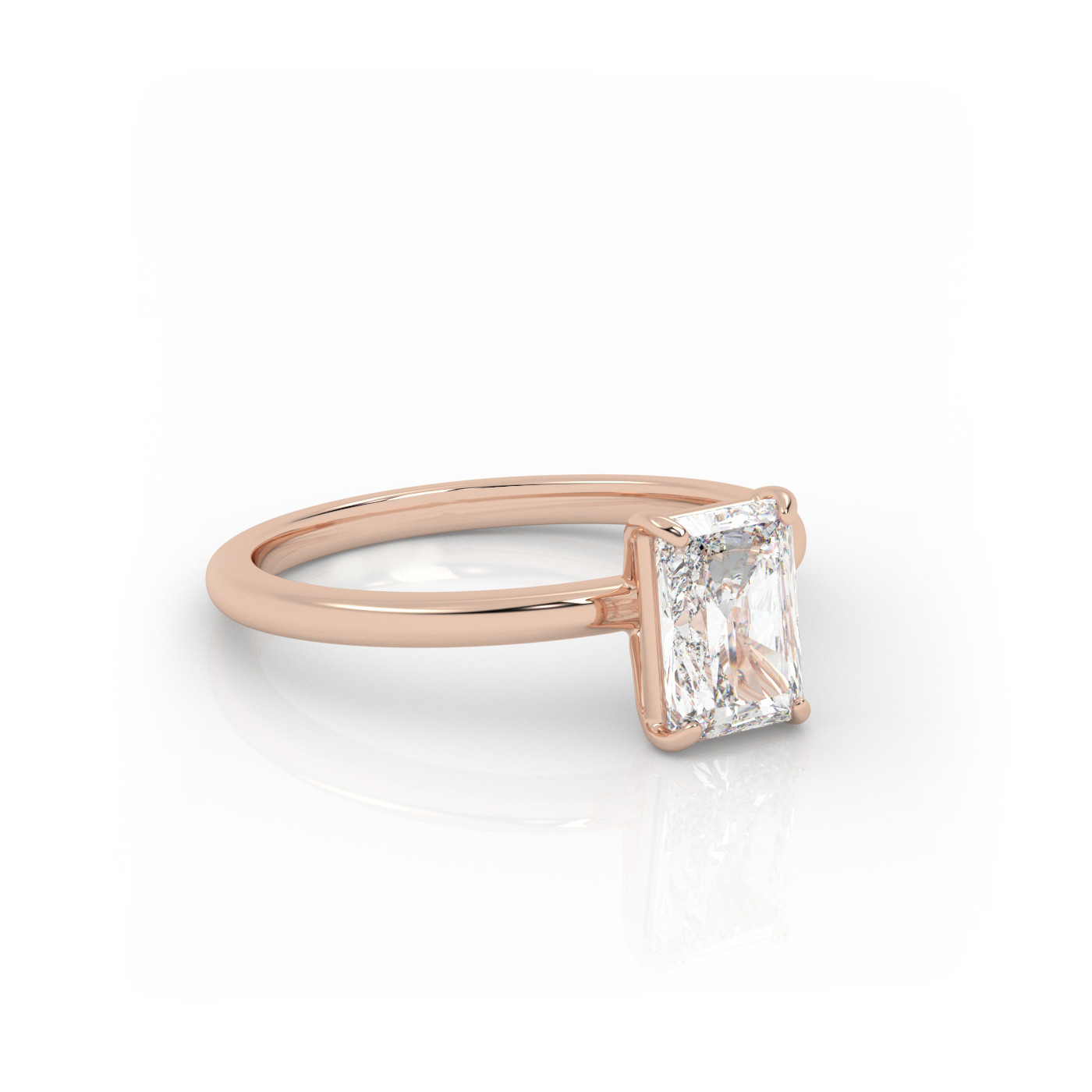 18K ROSE GOLD Radiant Diamond Cut Solitaire Engagement Ring